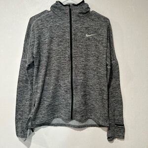 Nike Dri-Fit Running Jacket Small Hooded Gray Heather Full Zip Long Sleeves